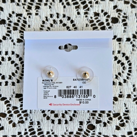 Heart Goldtone Pink Earrings By LC Lauren Conrad - Picture 2 of 4